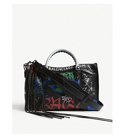Balenciaga Graffiti Classic City Leather Shoulder Bag In Multi