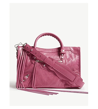 Balenciaga Classic City Textured Leather Shoulder Bag In Pink Flamingo