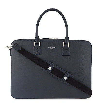 Aspinal Of London Mount Street Small Saffiano Leather Tech Bag In Navy