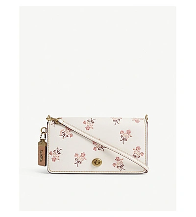 Coach Dinky Floral Leather Cross-body Bag In Ol/chalk