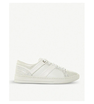 Dune Eboni Snake-embossed Leather Trainers In White-leather