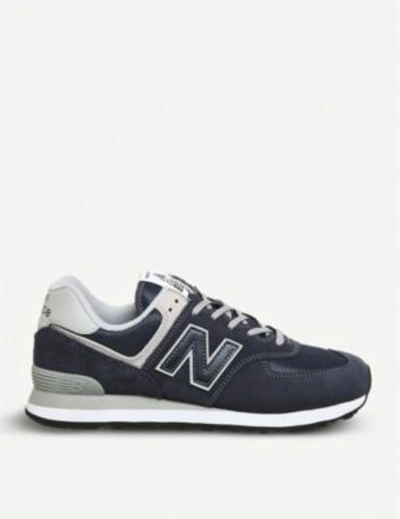 New Balance 574 Suede And Mesh Trainers In Navy