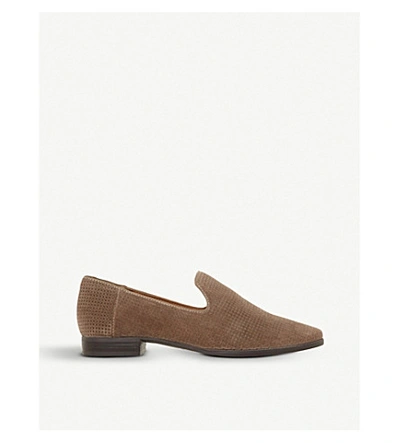 Dune Galia Suede Loafers In Stone-suede