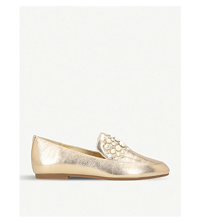 Michael Michael Kors Gia Embellished Metallic-leather Loafers In Gold