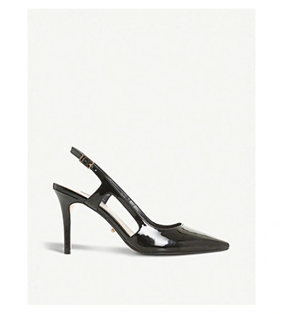 Dune Crowne Slingback Patent Court Shoes In Black-synthetic Patent