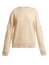 Barrie Timeless Distressed-sleeve Cashmere Sweater In Beige