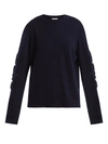 Barrie Timeless Distressed-sleeve Cashmere Sweater In Navy