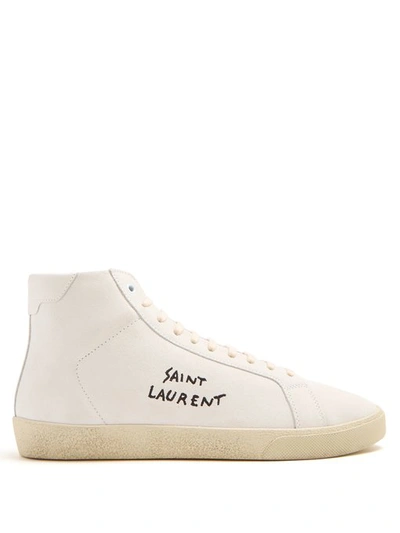 Saint Laurent Court Classic High-top Suede Trainers In White