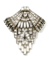Ben-amun Geometric Crystal Deco Brooch In Silver