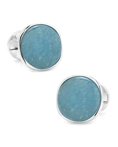 Cufflinks Inc. Aquamarine Jade & Sterling Silver Cufflinks In Light Blue
