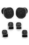 Cufflinks, Inc Pave Crystal Cuff Link Stud Set In Black