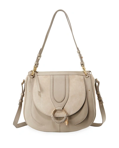 See By Chloé See By Chloehana Suede And Leather Shoulder Bag In Motty Gray/gold