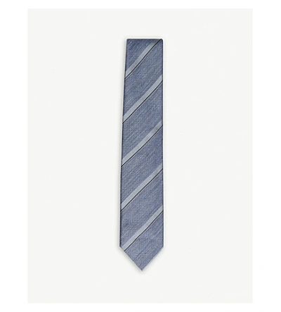 Tom Ford Diagonal Stripe Textured Silk Tie In Blue