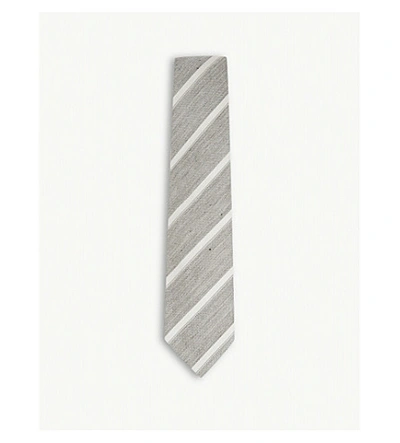 Tom Ford Diagonal Stripe Textured Silk Tie In Silver