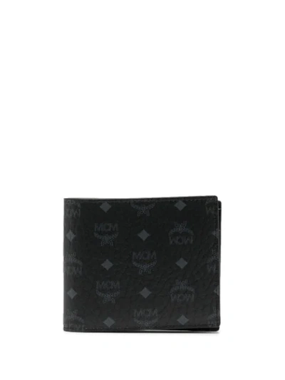 Mcm Men's Visetos Monogram Flap Wallet In Black