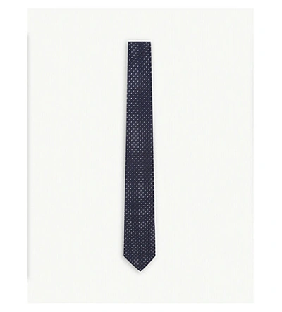 Paul Smith Micro-dot Silk Tie In Navy