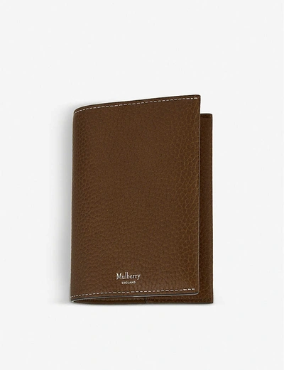 Mulberry Grained Leather Passport Cover In Oak