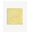 Ferragamo Dog Print Silk Pocket Square In Yellow
