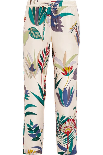 Tory Burch Adele Printed Silk-twill Tapered Pants | ModeSens