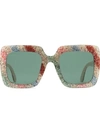 Gucci Square-frame Glittered Acetate Sunglasses In White