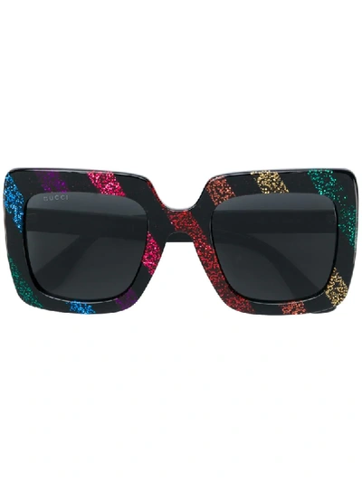 Gucci Square-frame Glitter Acetate Sunglasses In Black