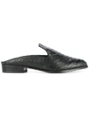 Robert Clergerie Black Croc-embossed Alice Slip-on Loafers
