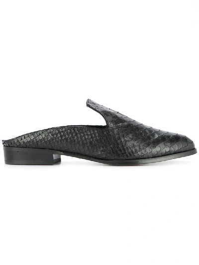 Robert Clergerie Black Croc-embossed Alice Slip-on Loafers