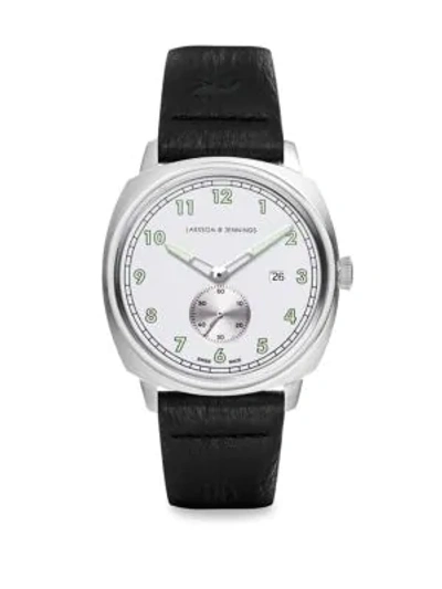 Larsson & Jennings Meridian Leather Strap Watch In Black