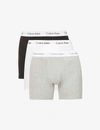 Calvin Klein Pack Of Three Classic-fit Stretch-cotton Trunks In Blk Wht Gry