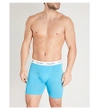 Calvin Klein Pack Of Three Slim-fit Stretch-cotton Trunks In Blu Teal Red
