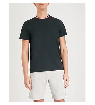 Moncler Striped-trim Cotton-jersey T-shirt In Black