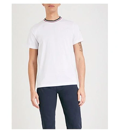 Moncler Striped-trim Cotton-jersey T-shirt In White