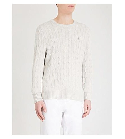 Polo Ralph Lauren Cable-knit Cotton Sweater In Light Grey Heather