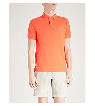 Polo Ralph Lauren Slim-fit Cotton-piqué Polo Shirt In Resort Orange/sp18