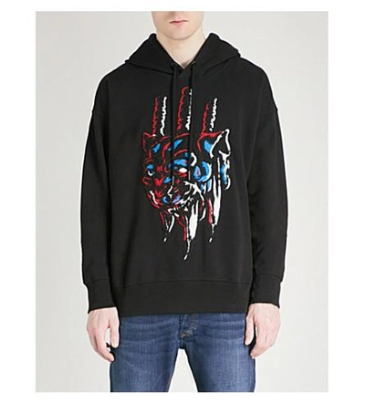 Diesel S-alby-hood-a Printed Cotton-jersey Hoody In Black