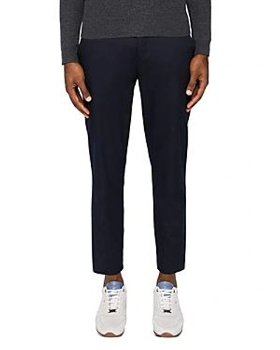 Ted Baker Cliftro Flat Front Stretch Cotton Trousers In Navy