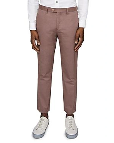Ted Baker Cliftro Flat Front Stretch Cotton Pants In Pink