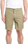 Ag Wanderer Slim Fit Cotton & Linen Shorts In Sulfur Dry Cypress