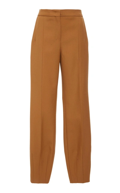 Narciso Rodriguez Wool Trouser With Darted Hem In Brown