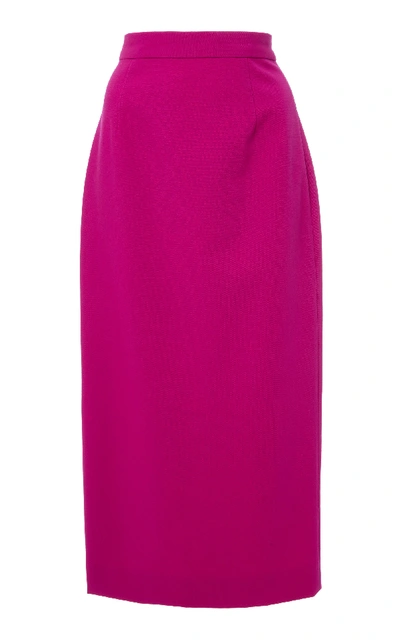 Narciso Rodriguez Wool-blend Piqué Pencil Skirt In Fuchsia
