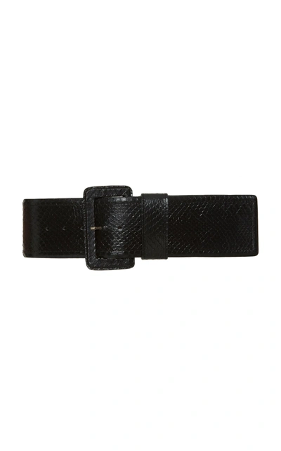 Carolina Herrera Snakeskin Wide Belt In Black