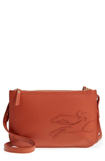 Longchamp Shop-it Leather Crossbody Bag - Orange In Sienna