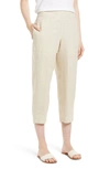 Eileen Fisher Organic Linen Pull-on Cropped Pants, Petite In Undyed Natural