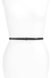 Kate Spade Bow Skinny Patent Leather Belt In Black