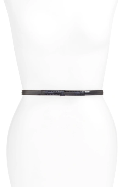 Kate Spade Bow Skinny Patent Leather Belt In Black