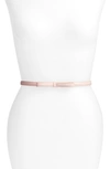 Kate Spade Bow Skinny Patent Leather Belt In Rosy Cheeks
