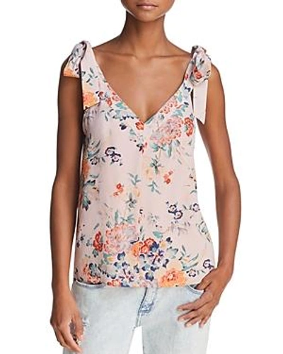 Rebecca Taylor Marlena Floral Silk Tank In Dusty Rose Combo