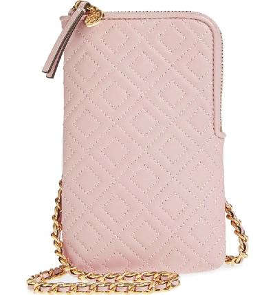 Tory Burch Fleming Lambskin Leather Phone Crossbody Bag - Pink In Shell Pink