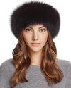 Maximilian Furs Fox Fur Knit Headband In Black
