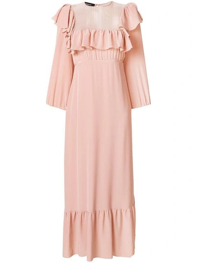 Rochas Ruffle Embellished Maxi Dress In Neutrals